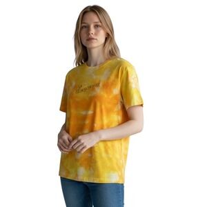 Nike Large Tee Handmade‎ Tie Dye Top Yellow Orange Felt Flower Logo Preppy 276